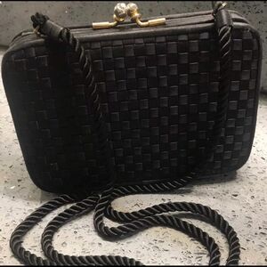 Neiman Marcus Black Woven Clutch